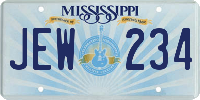 MS license plate JEW234