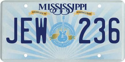 MS license plate JEW236