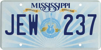 MS license plate JEW237