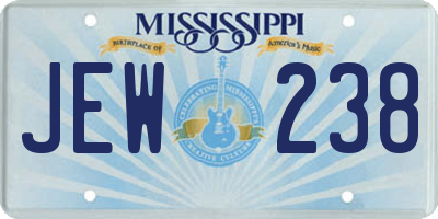 MS license plate JEW238