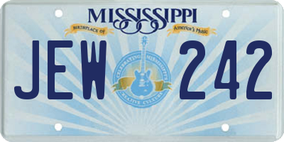 MS license plate JEW242