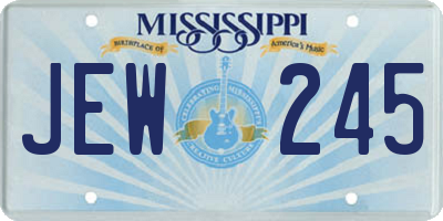 MS license plate JEW245