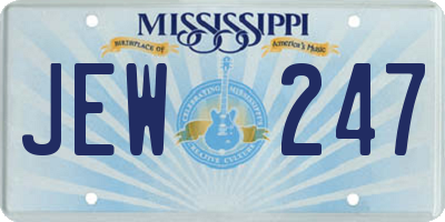 MS license plate JEW247