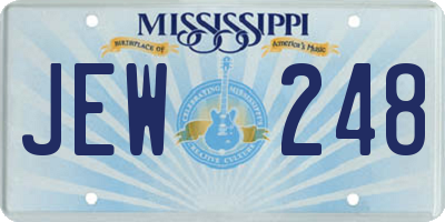 MS license plate JEW248