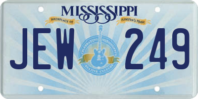 MS license plate JEW249