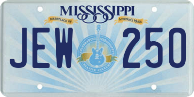 MS license plate JEW250