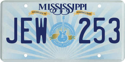 MS license plate JEW253