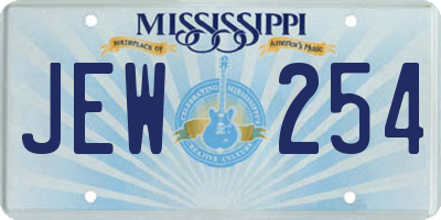 MS license plate JEW254