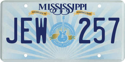 MS license plate JEW257