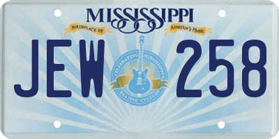 MS license plate JEW258