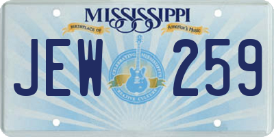 MS license plate JEW259