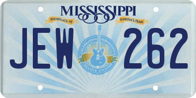 MS license plate JEW262