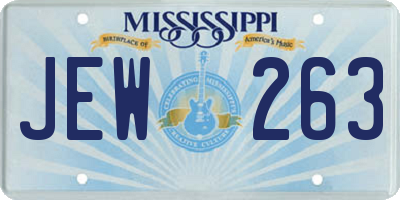 MS license plate JEW263