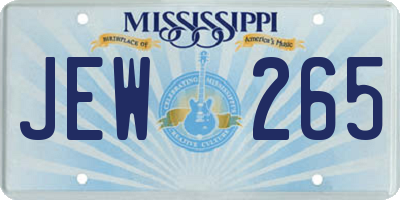 MS license plate JEW265