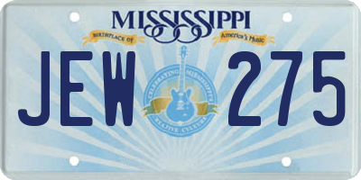 MS license plate JEW275