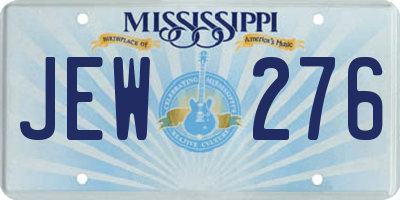 MS license plate JEW276