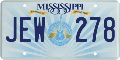 MS license plate JEW278