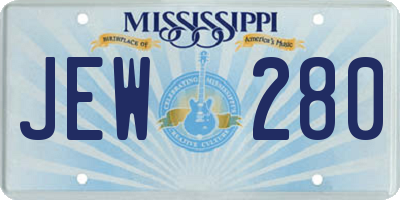 MS license plate JEW280