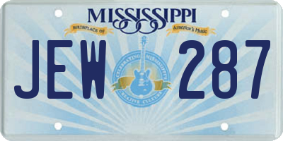 MS license plate JEW287