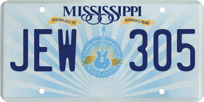 MS license plate JEW305