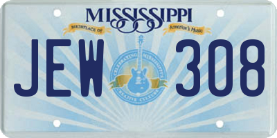 MS license plate JEW308