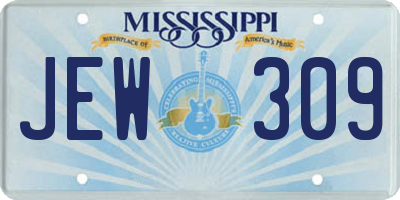 MS license plate JEW309