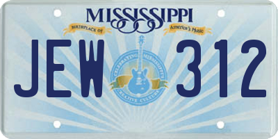 MS license plate JEW312