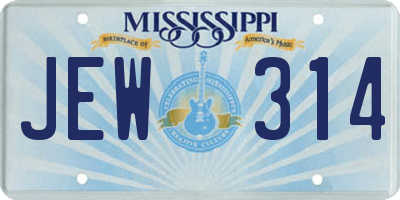 MS license plate JEW314