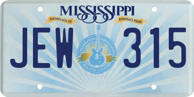 MS license plate JEW315