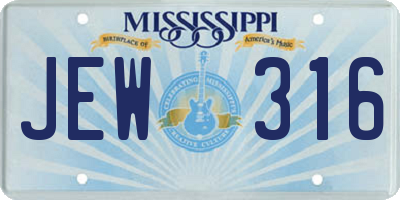 MS license plate JEW316