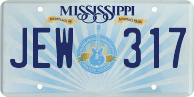 MS license plate JEW317