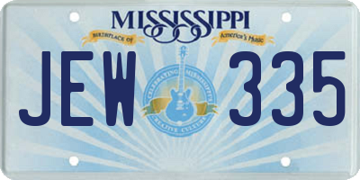 MS license plate JEW335