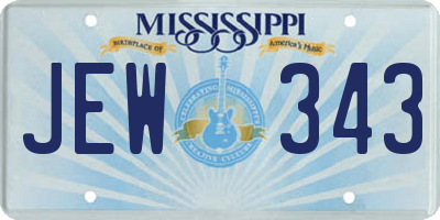 MS license plate JEW343