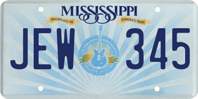 MS license plate JEW345