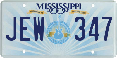 MS license plate JEW347