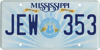 MS license plate JEW353