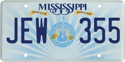 MS license plate JEW355