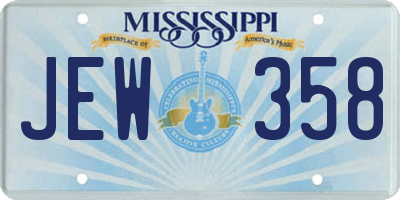 MS license plate JEW358