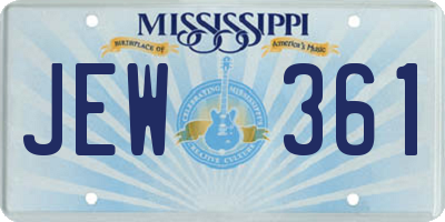 MS license plate JEW361