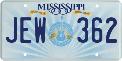 MS license plate JEW362