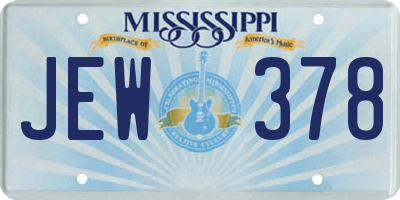 MS license plate JEW378