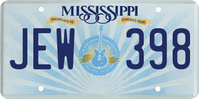 MS license plate JEW398