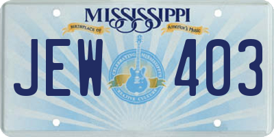 MS license plate JEW403