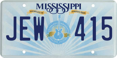 MS license plate JEW415