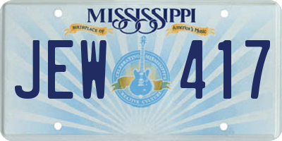 MS license plate JEW417