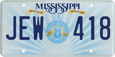 MS license plate JEW418