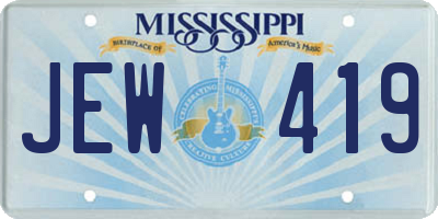 MS license plate JEW419
