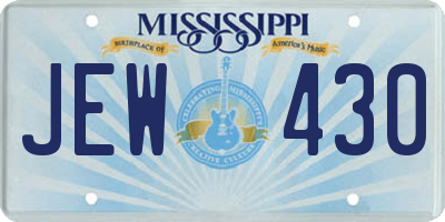 MS license plate JEW430
