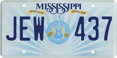 MS license plate JEW437