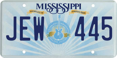 MS license plate JEW445